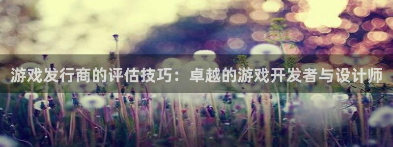 亿万28子书店：游戏发行商的评估技巧：卓越的游戏开发者与设计师
